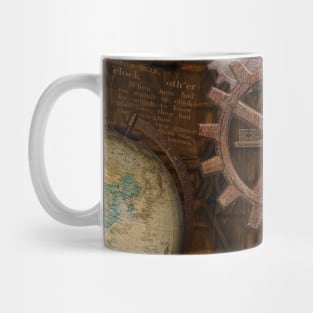 Steampunk Gears on Coppery-look Geometric Design Mug